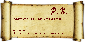 Petrovity Nikoletta névjegykártya