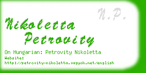 nikoletta petrovity business card